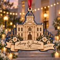 Tree Intital Personalized Wood Ornament City Hall Wedding Skyline Two-Layer Tree ...