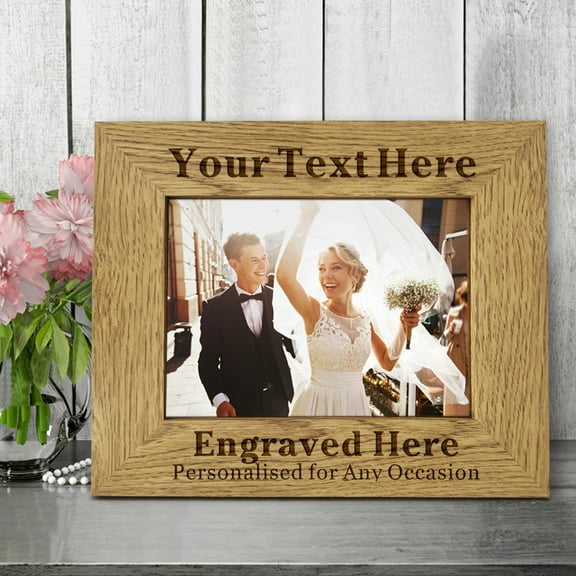 Personalized Wood Picture Frame 5 x 7 Inches Laser Engraved Any Text Birthday Wedding Anniversary Customizable Gift