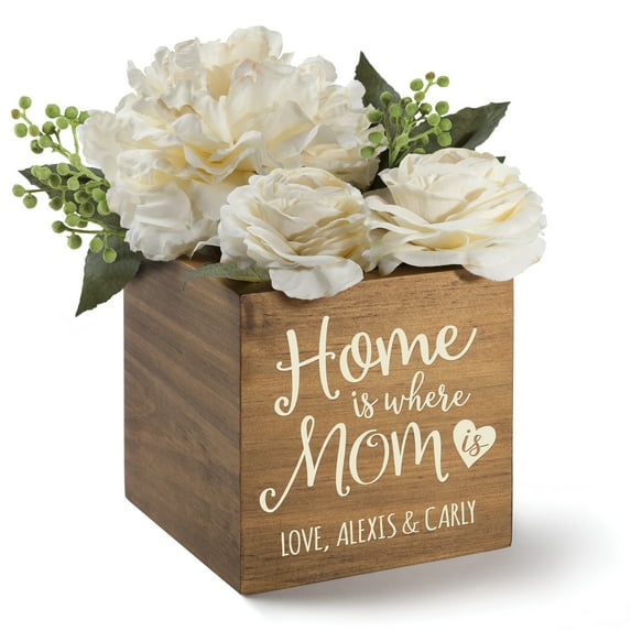 Personalized Wood Storage Box - Home Is Where Mom Is