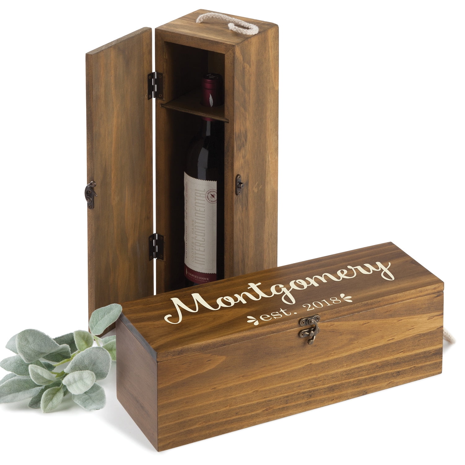 Custom Engraved Wood Wine Box – Personalized Anniversary Or Wedding Gift, Holds Standard Bottles