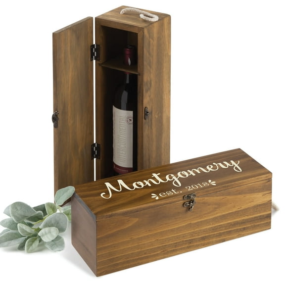 Personalized Wood Wine Box - Family Name