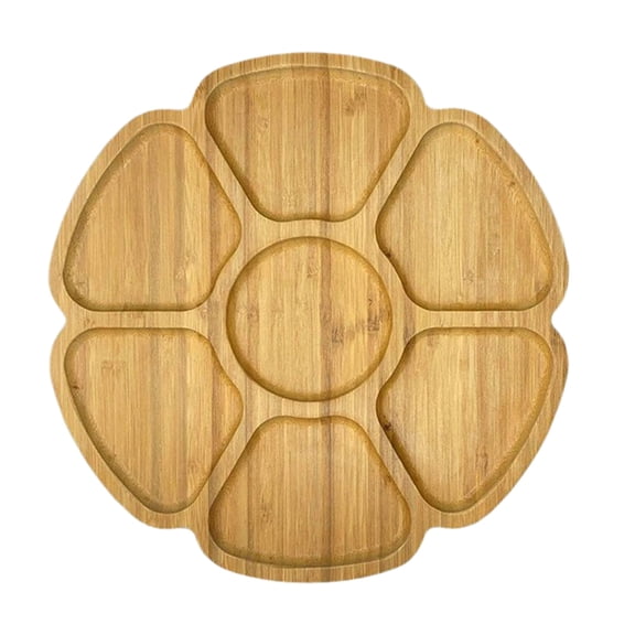 Personalized Wooden 7 - Compartment Snack and Appetizer Tray Stylish Floral Design for Parties Weddings and Celebrations Durable Eco - Friendly Serving Solution for Entertaining Guests,Khaki
