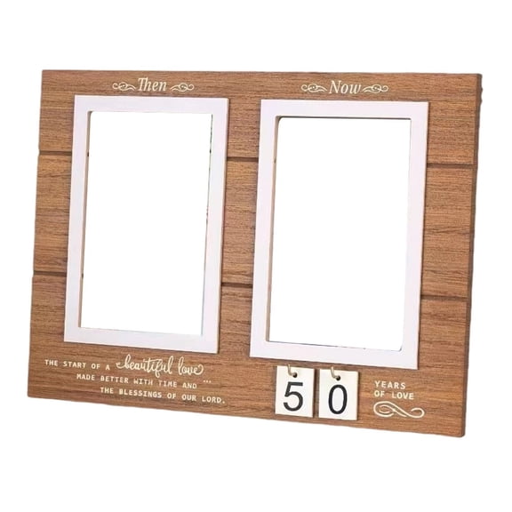Personalized Wooden Anniversary Photo Frame: Celebrate Love with for Then & Now