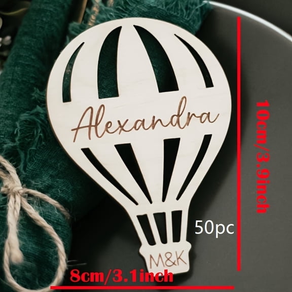Personalized Wooden Balloon Tags Custom Name Place Cards for Wedding Party Decor