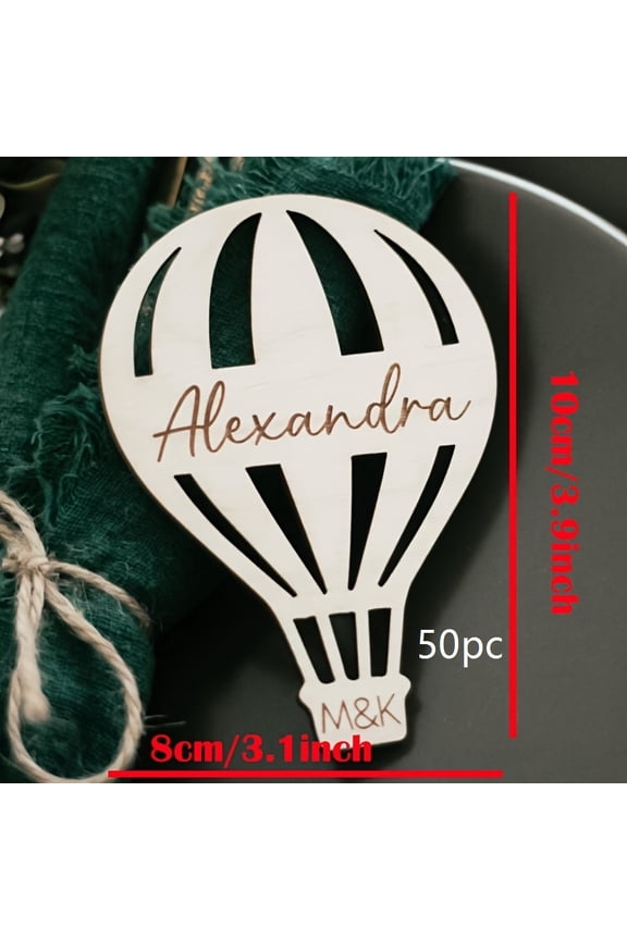 Personalized Wooden Balloon Tags - Custom Name Place Cards for Weddings, Parties & Home Decor