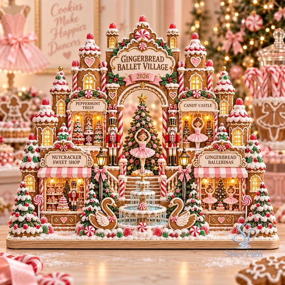 Personalized Wooden Block 2 Layer Gingerbread Ballet Village Christmas Display for Dancers