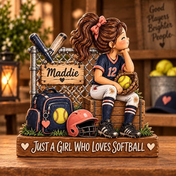 Personalized Wooden Block Decor for Softball Players