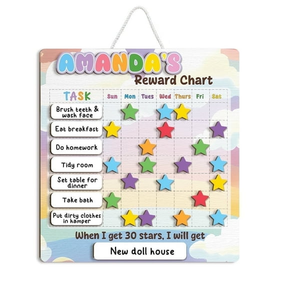 Personalized Wooden Chore List For Kids, Daily Routine Custom Name