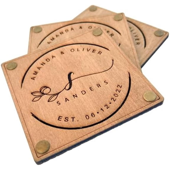 Personalized Wooden Coaster Wedding Favors for Guest in Bulk, Wedding Favor Coasters, Pack of 8 to 250$$Home Decor, Kitchen, & Other