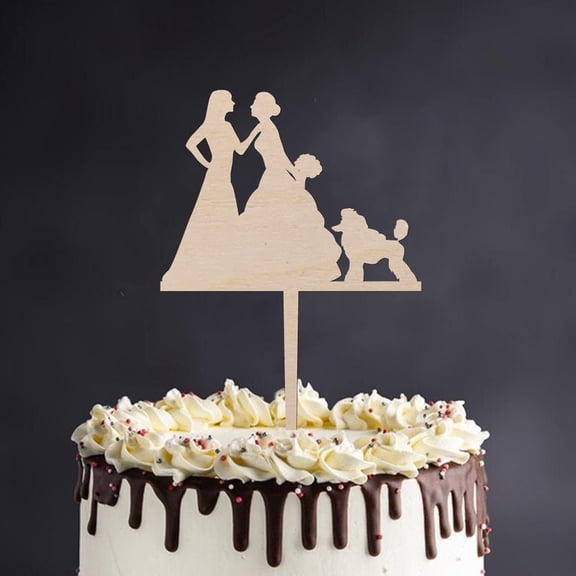 Personalized Wooden Lesbian Wedding Cake Topper Decorative Rustic Chic Wood Cake Insert Topper Mrs And Mrs Bride And Bride Funny Cake Decorations for Lesbian Wedding Party Supplies Lesbian Wedding