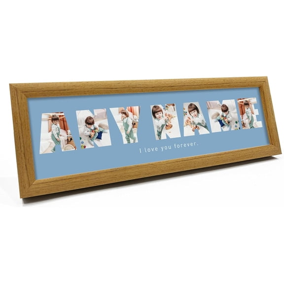 Personalized Wooden Photo Frame, Personalized Custom Letter Collage Photo Frame with Name, Best Gift for Dad, Mom and Family,Desk or Wall Photo Collage Frame(xxw)