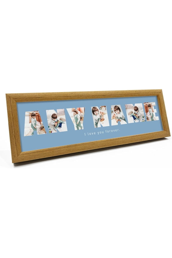 Personalized Wooden Photo Frame, Personalized Custom Letter Collage Photo Frame with Name, Best Gift for Dad, Mom and Family,Desk or Wall Photo Collage Frame(xxw)