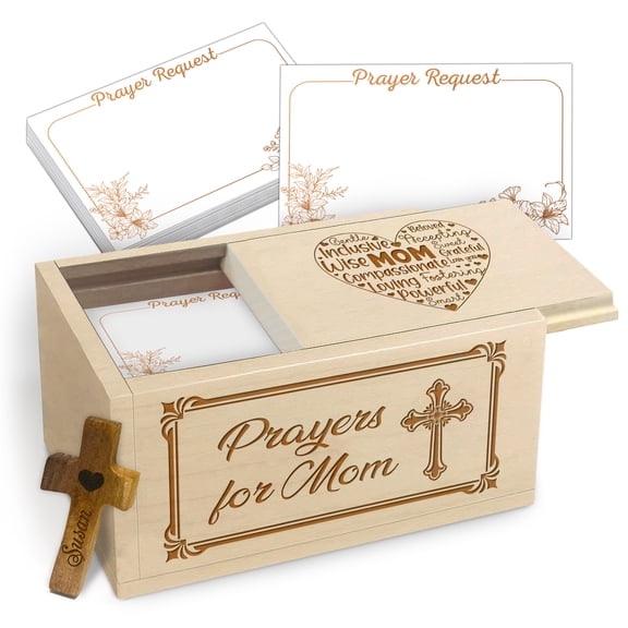 Personalized Wooden Prayer Box for Mom, Maple Wood Faith Keepsake Box with Custom Name, Mother's Day Gift, Meaningful Gift for Daily Prayer and Reflection