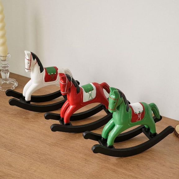 Personalized Wooden Rocking Horse Ornament - Concise Home Decor for Year of the Horse, Perfect Gift for Housewarming & Grand Opening, Durable Wood Craft for Living Room/Office, 9*7*2in, Red