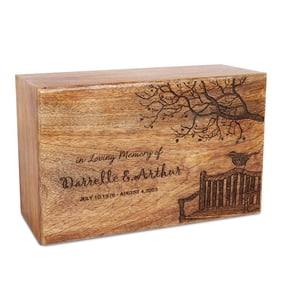 Personalized Wooden Urn Box - Custom Engraved Memorial for Ashes - Human and Pet Cremation Keepsake-Handmade Tree of Life Design(Small)