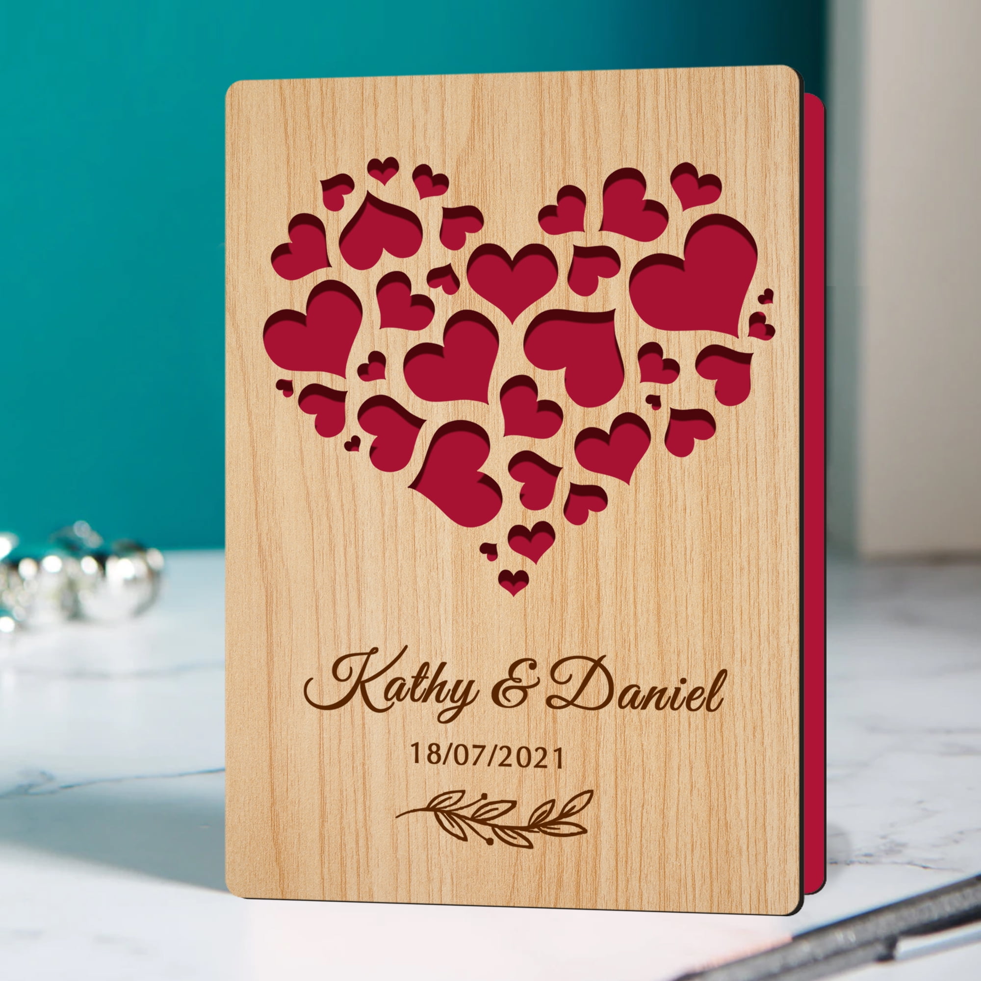 Personalized Wooden Wedding Anniversary Card Engraved Name Date personalized-wooden-wedding-anniversary-card-engraved-name-date