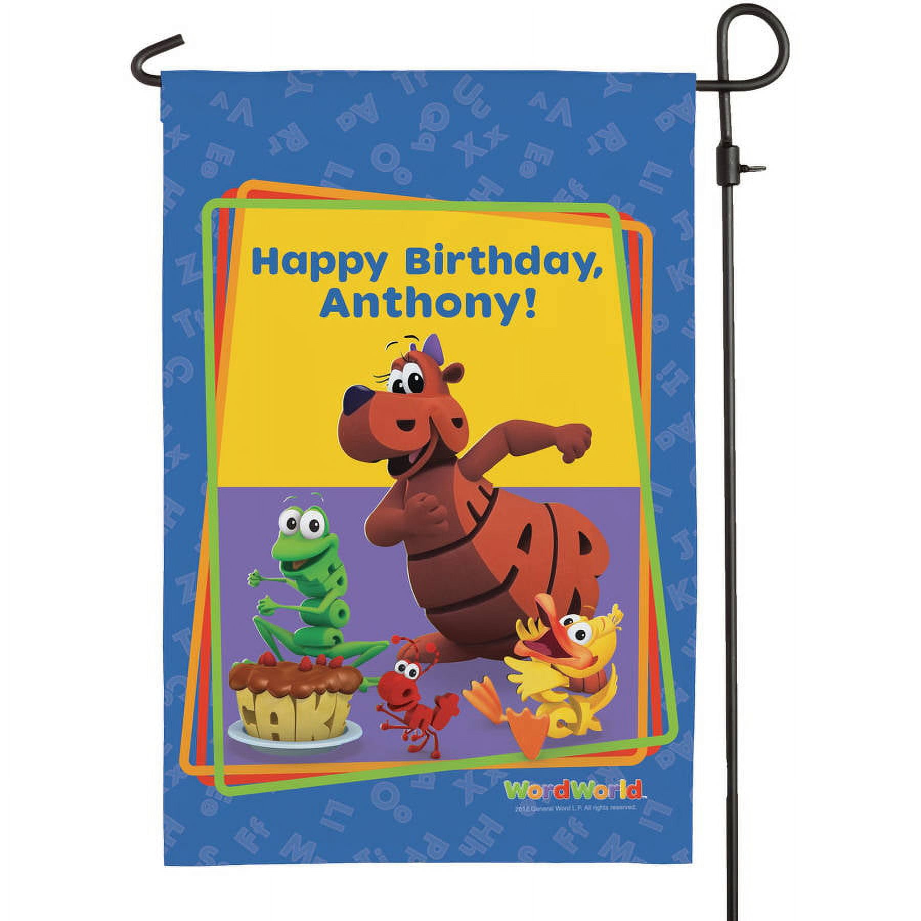Personalized WordWorld Happy Birthday Flag