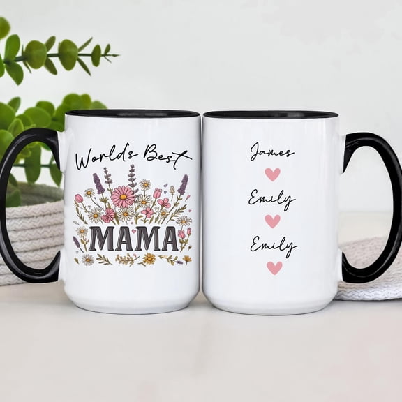 Personalized Worlds Best Mama Mug Mothers Day Gift, Best Mama Coffee Cup, Floral Mom Present