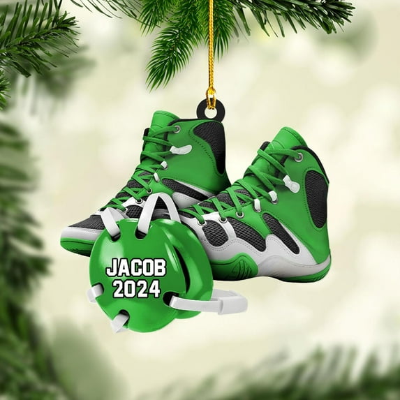 Personalized Wrestling Christmas Ornament 2025 Wrestling Christmas Ornament Gift for Wrestling Player Wrestling Christmas Tree Ornaments for Boys or Girls (Acrylic, Style 8) - 3560 (Green)