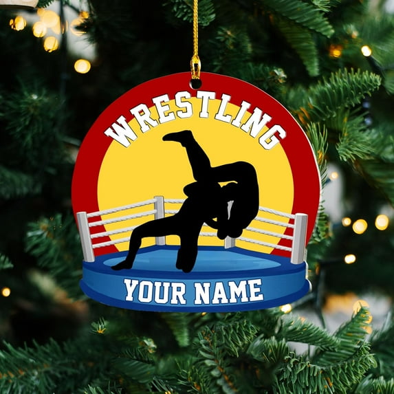 Personalized Wrestling Christmas Ornament 2025 Wrestling Christmas Ornament Gift for Wrestling Player Wrestling Christmas Tree Ornaments for Boys or Girls (Acrylic, Style 5) - 3540