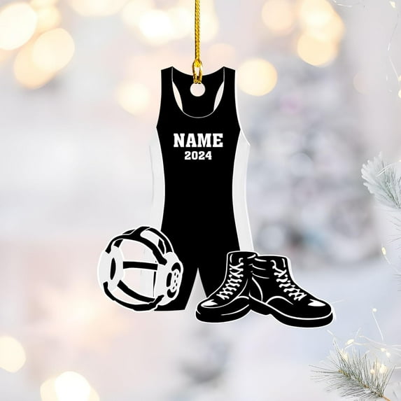 Personalized Wrestling Christmas Ornament 2025 Wrestling Christmas Ornament Gift for Wrestling Player Wrestling Christmas Tree Ornaments for Boys or Girls (Acrylic, Style 1) - 3536 (White)