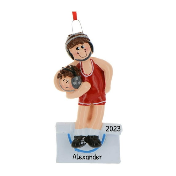 Personalized Wrestling Christmas Ornaments-Highschool Wrestle Brunette Wrestler-Ornaments by Elves