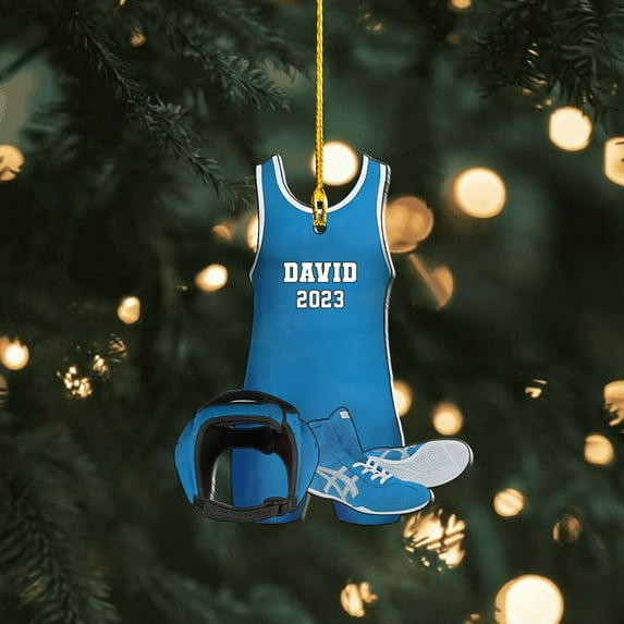 Personalized Wrestling Ornaments, Wrestling Christmas Ornament 2025, Boys Girls Wrestling Gifts Wrestler Christmas Ornaments, Wrestling Coach Gift for Wrestling Player Wrestling Helmet Ornament (W12)