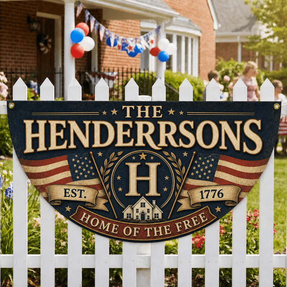 Personalized Yard Flag Bunting Banner USA 250th Anniversary Family Name Decor