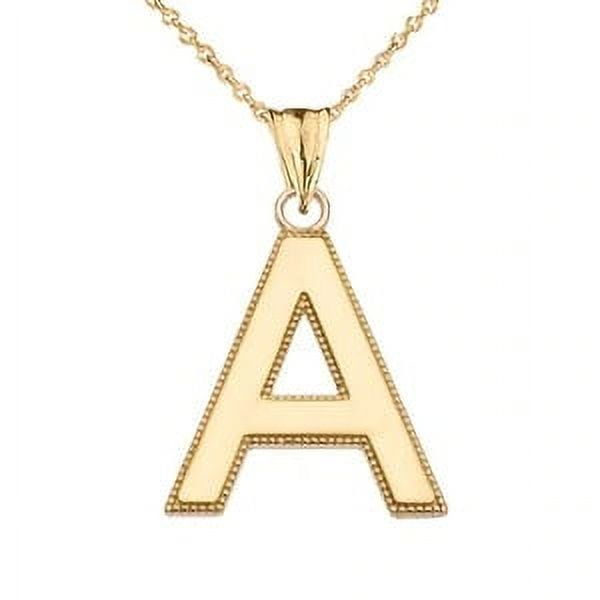 Personalized Yellow Gold Milgrain Initial Pendant Necklace : 10K ...