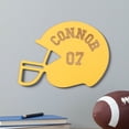 thumbnail image 1 of Personalized Yellow Wood Football Helmet Plaque, 1 of 8