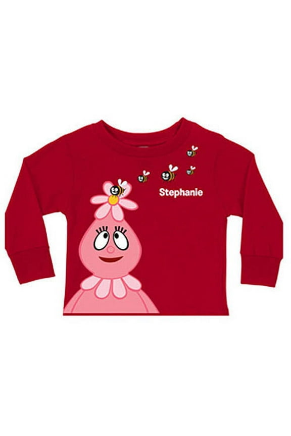 Personalized Yo Gabba Gabba! Foofa Friendly Bees Red Toddler Girls' Long-Sleeve Tee