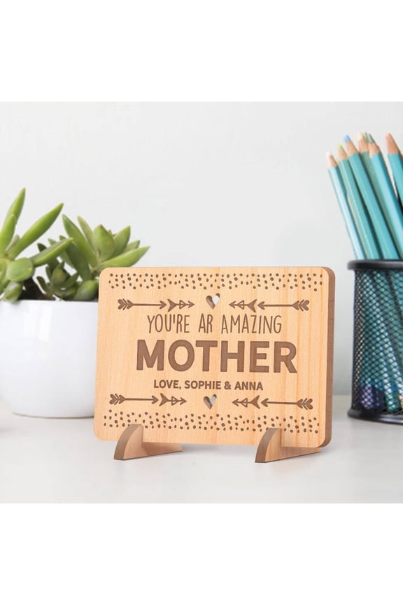 Personalized You Are an Amazing Mother Wooden Mother's Day Gift Card