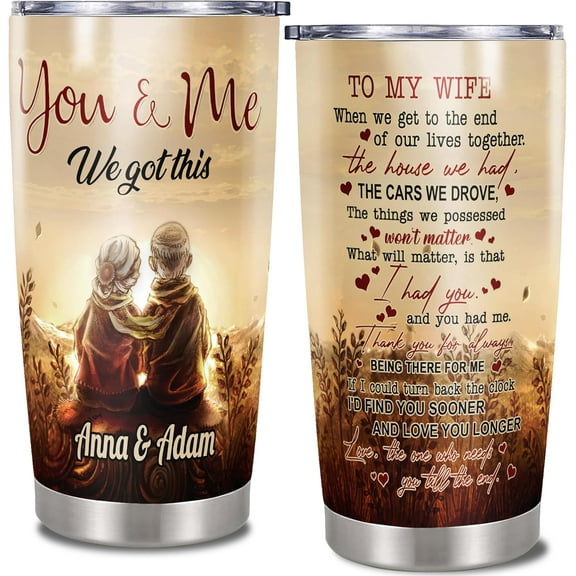Personalized You And Me We Got This Tumbler Insulated Coffee Mug Wife Customized Name Couple Stainless Steel Cups Anniversary For Her Women from Husband on Valentines Day Christmas
