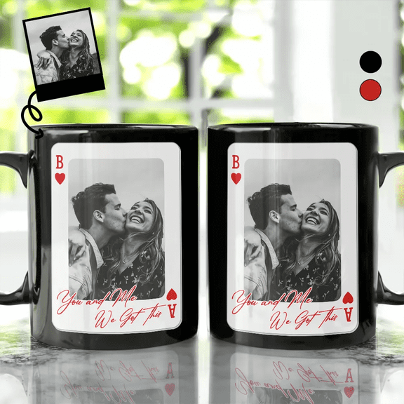Personalized You & Me Playing Card Custom Photo Mug
