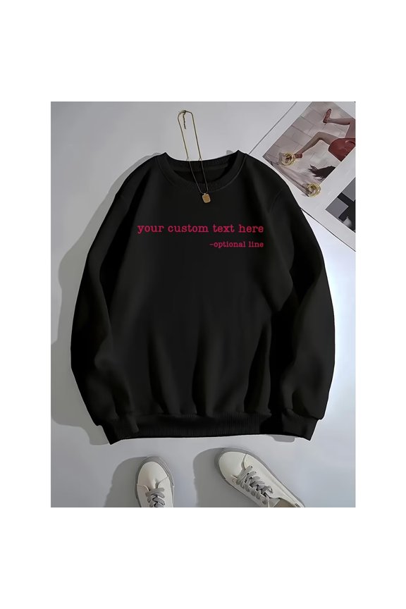 Personalized Your Logo & Text Crewneck, Custom Team Spirit Group Pullover Top, S-3XL