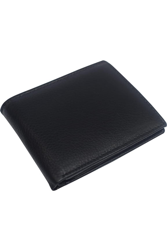 Personalized Zodiac Sign RFID Blocking Genuine Leather Men's Multi-Card Compact Center Flip Bifold Wallet Black