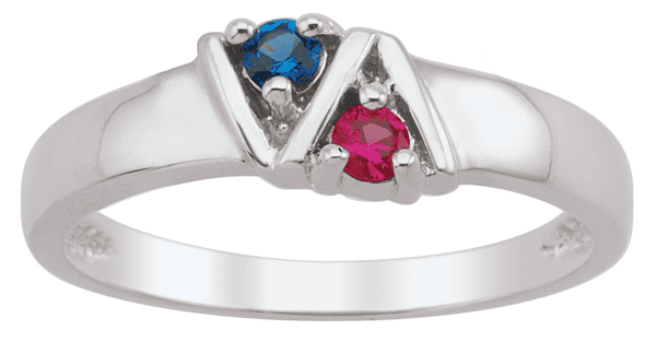 Personalized and simply stated 2 stone couple's ring by Jewelster