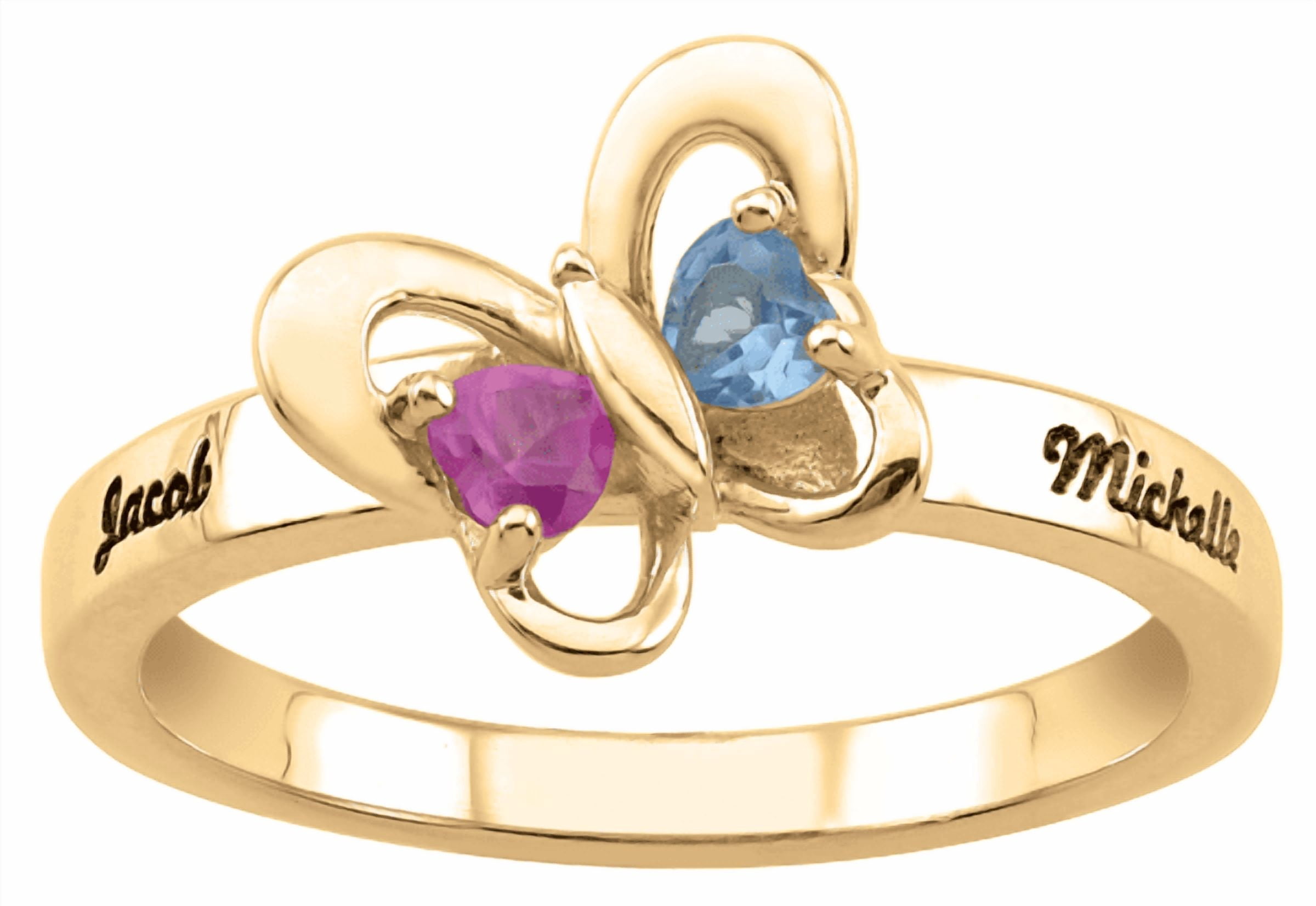 Personalized Butterfly Accent Birthstone Ring in Sterling Silver by Jewlster