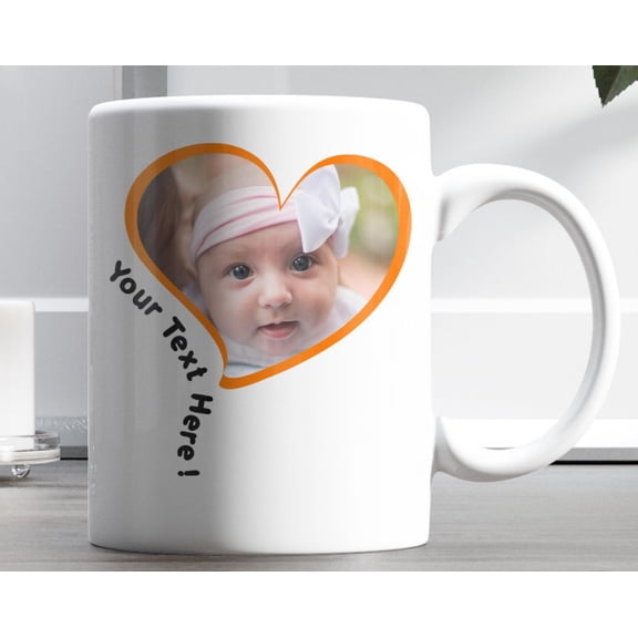 Personalized coffee Mug Custom Text and Photo Heart Mug Make Your Own Mug Valentine's Day