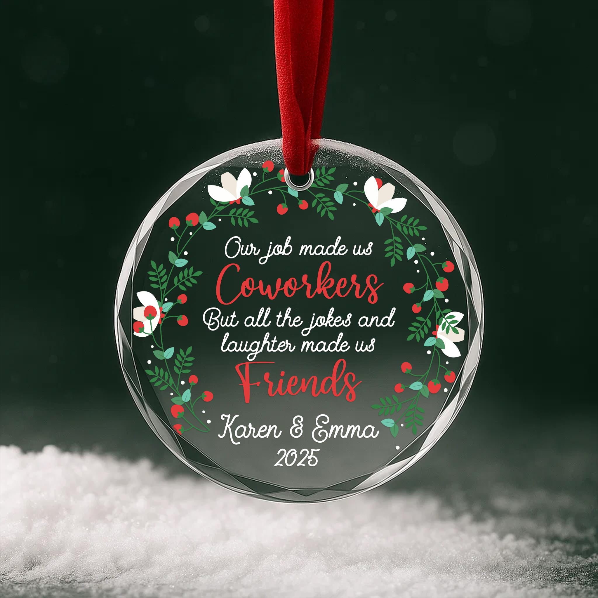 Personalized Work Personalized coworker glass ornament | work friend Christmas gift ...
