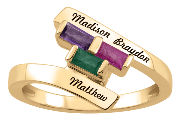 Personalized Crossover Birthstone Ring in 10k Gold by Jewelster