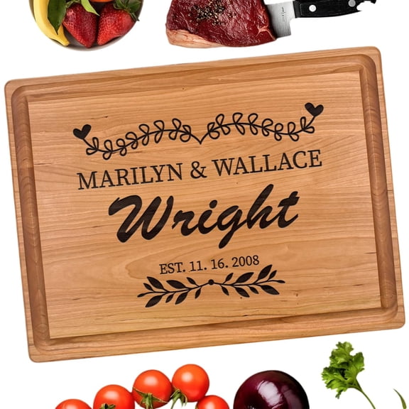 Personalized cutting board  Custom Engraved Name Wooden Cutting Board, Cherry Wood Cutting Board for Kitchen, Heavy Duty Chopping Board for Meat, Vegetables, Cheese, House Warming Gift