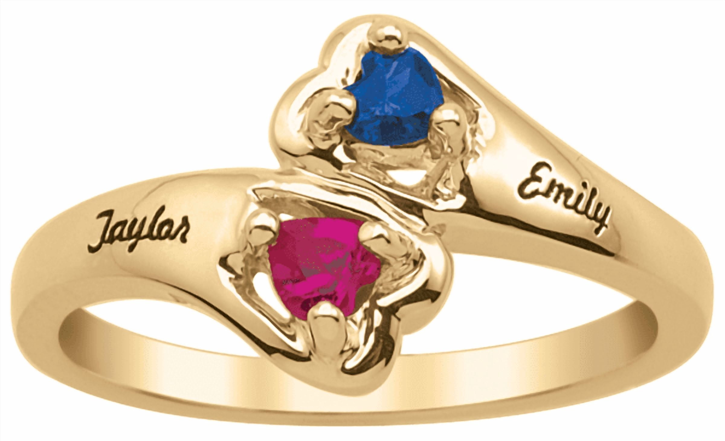 Personalized diagonal heart ring by Jewelster