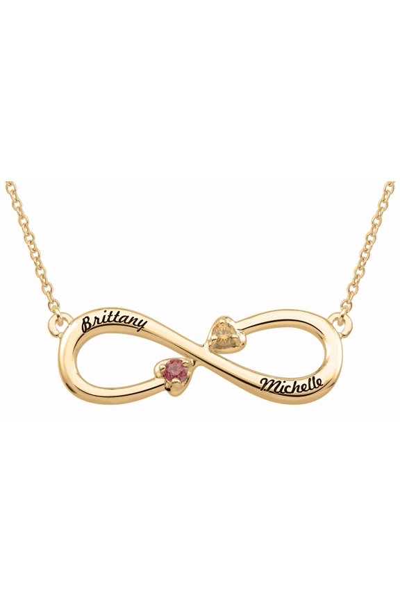 Personalized Double Heart Stone Infinity Necklace by Jewlster