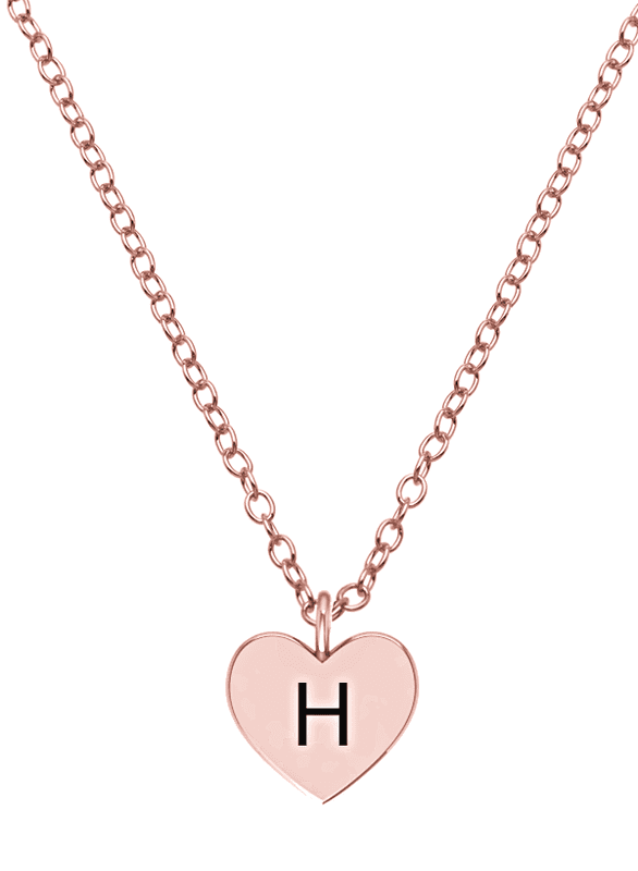 14k Gold Personalized Engraved Initial Necklace With Heart Pendant By Jewlster