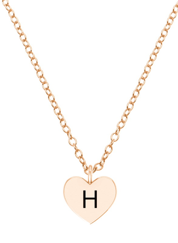 Personalized Engraved Initial Heart Pendant Necklace in 10k Gold by Jewelster