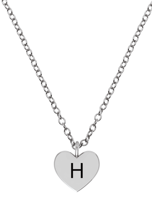 Personalized Engraved Sterling Silver Heart Necklace with Cable Chain