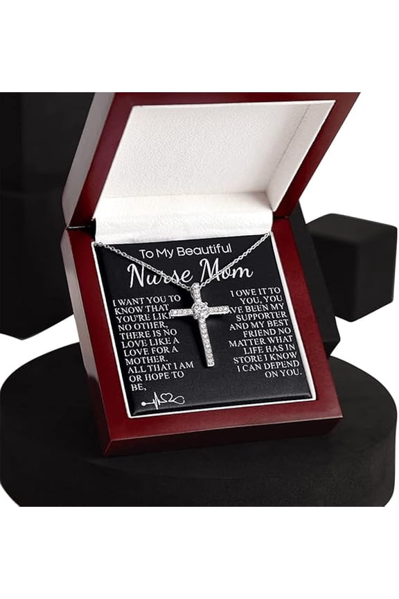 Personalized gift Nurse mom Cz Cross NecklaceWith Message Card, Nurse Pendant, Nursing Student Gift, Gift For Nurse, Mothers Day Gift