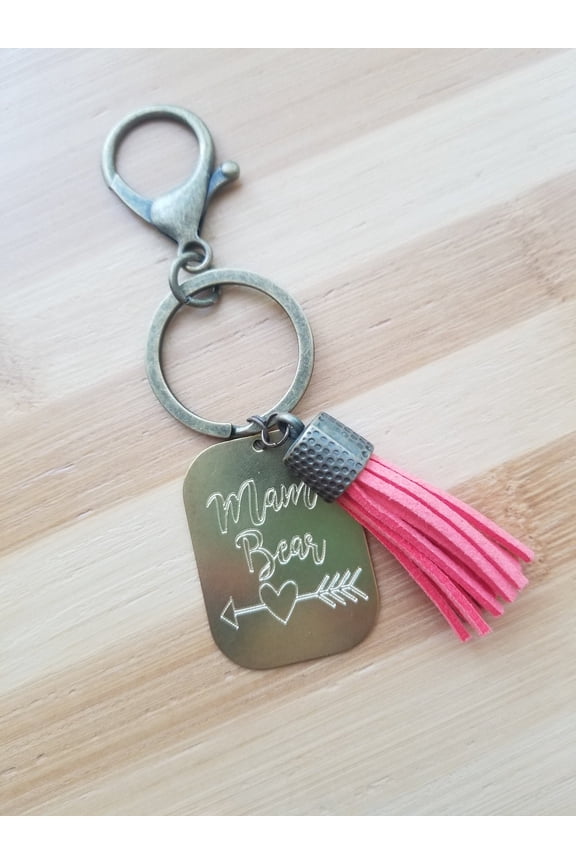 Personalized keychain, Engraved key chain, message key charm, Gift for mom, mama bear key chain, inspirational quote Custom key holder plate
