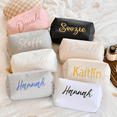 thumbnail image 1 of Personalized leather makeup storage bag, lettered makeup bag, bridesmaid gifts, bridal shower gifts, travel bags, 1 of 8